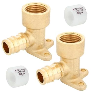 Imagem de Conexões de latão de expansão PEX A, 1/5.1 cm x 1/5.1 cm NPT fêmea PEX-A cotovelo de orelha gota apenas para tubos Pex-a (ASTM F1960)-2P