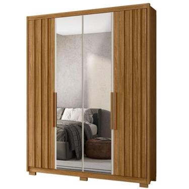Imagem de Guarda Roupa Casal Espelho 4 Portas 176 Cm California Freijo Off White Moval