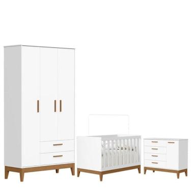 Imagem de Quarto De Bebê Flip E Cômoda Sapateira Branco Acetinado - Reller