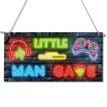 Imagem de Placa de Porta de Madeira com Neon para Jogos, Placa Decorativa para Pendurar na Porta Quarto Infantil Quarto Jogos Gamer Festa Temática Neon
