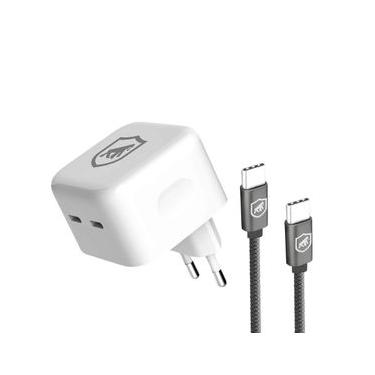 Imagem de Cabo Symetric - Tipo C / Tipo C - 1,5M + Carregador de Parede Turbo Duplo - Gshield