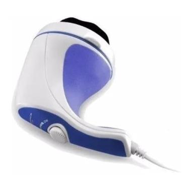 Imagem de Massageador Orbital Corporal Elétrico, 4 Acessórios, 2500 RPM, Controle de Velocidade, Design Ergonômico, Branco e Azul, 25W