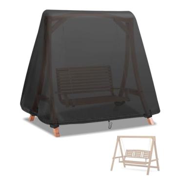Imagem de Fizentia Capa de balanço para uso ao ar livre, capa impermeável para varanda, protetor de balanço de moldura em A para pátio para rede de planador, à prova de vento e proteção solar com cordão e