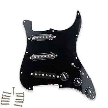 Imagem de Painel de placa proteção palheta guitarra elétrica com botões controle volume e captador acessório útil para guitarristas Ímãs cerâmicos Múltiplas vias Som single-coil vintage Compatível ST SSS