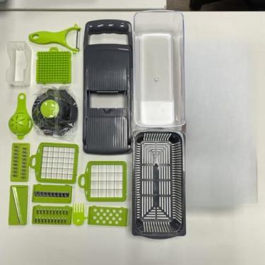 Imagem de Multiuso Profissional Cozinha Slicer Aço Inox 16 em 1 Fatiador Cortador Ralador De Legumes Verduras Frutas Alimentos(001)