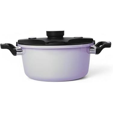 Imagem de PANELA DE PRESSAODE INDUÇÃO EM ALUMINIO CERÂMICO 6L 24 CM - ROXO - VERDE CLARO