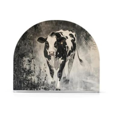 Imagem de JUZIHAI Porta-guardanapos de vaca para mesa dispensador de guardanapo de acrílico para mesa suporte de lenços independente para cozinha sala de jantar bar festa decoração de casa