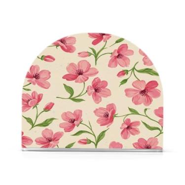 Imagem de JUZIHAI Porta-guardanapos de flores rosa para mesa dispensador de guardanapo de acrílico para mesa suporte de lenços independente para cozinha sala de jantar bar festa decoração de casa