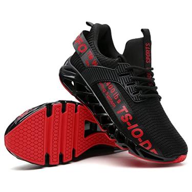 Imagem de CELEBHTT Tênis esportivo infantil Grils Tênis esportivo para corrida e caminhada, B33 Preto Vermelho, 17