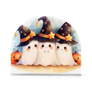 Imagem de Qilmy Porta-guardanapos de acrílico de fantasmas fofos de Halloween, porta-guardanapos de coquetel de plástico transparente para mesas de restaurante de cozinha, 2 peças