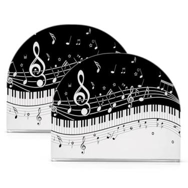 Imagem de Qilmy Music Note Suporte de guardanapo acrílico para teclado de piano, suporte de lenços de mesa independente transparente, dispensador de papel de coquetel para cozinha, jantar, restaurante, bar