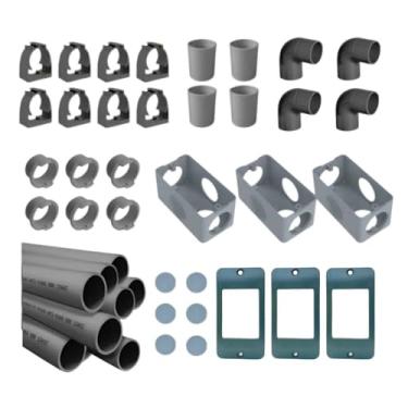 Imagem de Kit Instalação Elétrica Aparente 3/4", 36 Peças, Preto, PVC, com Abraçadeiras, Adaptadores, Caixas, Eletrodutos, Joelhos, Luvas e Placas 3 Teclas (Cinza)