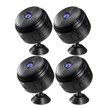 Imagem de ANJ.GG Câmera de Segurança Interna/Externa, Estilo Domo, HD 1080p, Sensor de Presença, Monitoramento Residencial, H22-preto*4, Wi-Fi/Com fio, Visão Noturna, AC/DC