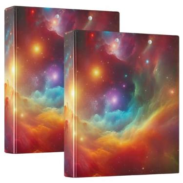Imagem de Pasta de arquivo para fichário de nebulosa de constelação arco-íris para material de escritório, pacote com 2