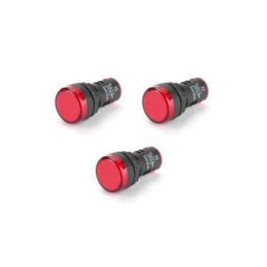 Imagem de Kit 03 Lampada Sinaleiro Led 22mm AD16-22DS - 220V - Vermelho - ATMX