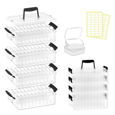 Imagem de VANSUNS Caixa organizadora de contas empilhável de 4 camadas com 120 recipientes de plástico transparente, sistema de armazenamento para joias, brinquedos e artesanato, 26 x 24 x 17 cm, transparente