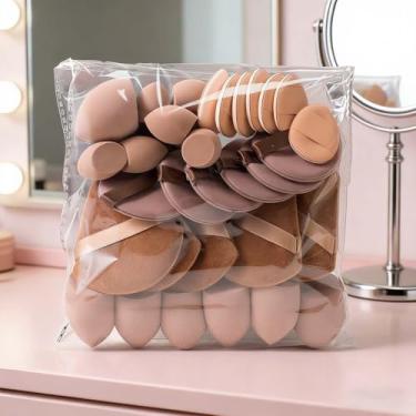 Imagem de Esponja de maquiagem para liquidificador de beleza, 35 peças, esponja de maquiagem, acabamento suave para maquiagem impecável, aplicador de maquiagem sem látex para base e corretivo (café)