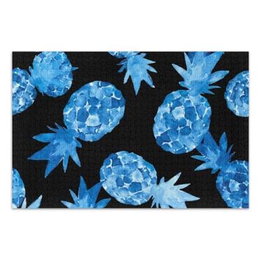 Imagem de Quebra-cabeças de abacaxi azul brilhante 500 peças presentes para adultos jogo elefante branco paisagem quebra-cabeça arte impressão animal, 50 x 37 centímetros