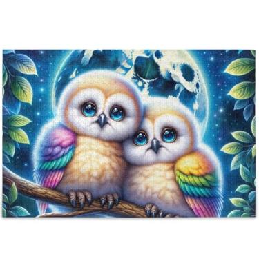 Imagem de Quebra-cabeças florais personalizados com corujas fofas, 1000 peças, adultos, amigos, família, jogos, presentes, arte, arte de decoração de casa, 75 x 50 cm