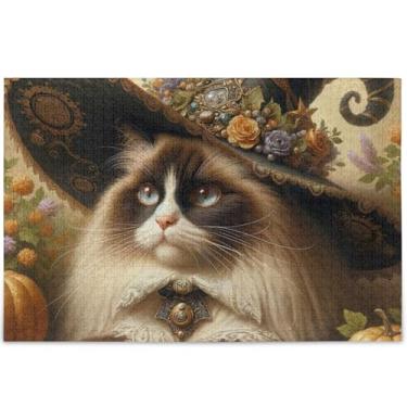 Imagem de Ragdoll Quebra-cabeça gato Halloween gatinho adultos 500 peças Tech Game Puzzle presentes personalizados divertidos para adultos família brinquedo arte, 52 cm x 37,8 cm