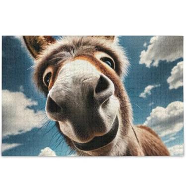 Imagem de Quebra-cabeça de 1000 peças com estampa de burro fofo para adultos, paisagem floral, divertidos para adultos, presentes de elefantes brancos, 75 x 50 cm