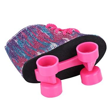 Imagem de Naroote Sapatos de Skate de Boneca de 18 Polegadas, Aparência Requintada e Elegante, Acessório Agradável para Brinquedo de Boneca, Listra Preta e Branca Colorida Rosa para Skate de (Colorido)