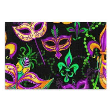 Imagem de Quebra-cabeça 500 peças de máscaras de carnaval engraçadas para adultos colorido roxo difícil decoração de pintura animal, 50 x 37 cm
