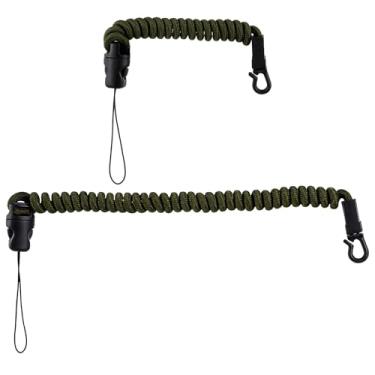 Imagem de FNANJWQ Cordão de telêmetro de 2 peças, correia elástica enrolada de segurança, cordão destacável para caça, pesca, caminhadas, montanhismo, corda elástica de nylon retrátil
