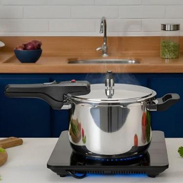 Imagem de Panela de Pressão Tramontina Brava 4,5L Inox Fundo Triplo com 5 Dispos