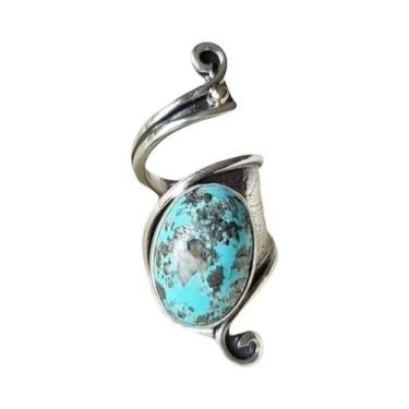 Imagem de Anel Ajustável De Estilo Étnico Boêmio Para Mulheres Com Turquesa Fals