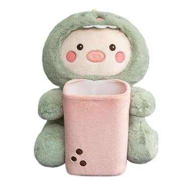 Imagem de Mqetly Caixa de Lenços de Papel Macia para Carro, Porta-lenços, Lixeira, Brinquedos Fofos, Sacos de Lixo, Alças Elásticas Universais, Lixeira, dinossauro