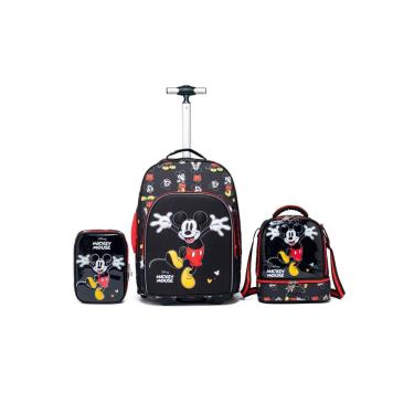 Imagem de Kit Mochila Rodinha Lancheira Estojo Mickey Escolar Disney-Masculino