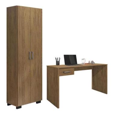 Imagem de Mesa para Computador Gávea com Gaveta e Livreiro Office com Portas Gra