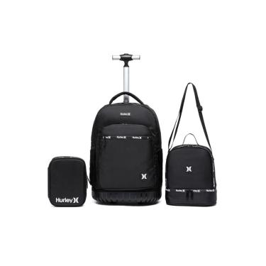 Imagem de Kit Mochila Rodinha Hurley Notebook Lancheira Térmica Estojo 20 Litros-Unissex
