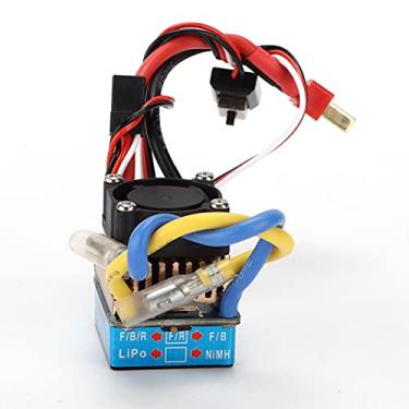 Imagem de SPYMINNPOO RC 60A ESC Escovado Com Ventilador, à Prova D'água e Longa Vida útil, Operação para Frente/reverso para Carro de Controle Remoto 1/10, Adequado para Axial SCX10 90046 90047 D90, Liga de