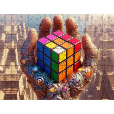 Imagem de Quebra-Cabeça Plano Cubo Mágico De 88 Peças Mdf