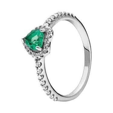 Imagem de Anel Feminino De Prata Esterlina 925 Com Coração Vermelho E Pedra Colo