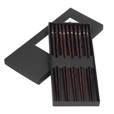 Imagem de KIMISS 5 Pares de Pauzinhos de Madeira Estilo Japonês Com Elegante Estampa de Flor Dourada - Reutilizáveis, Antiderrapantes e Adequados para Máquina de Lavar Louça - Ideais para Sushi, Ramen e