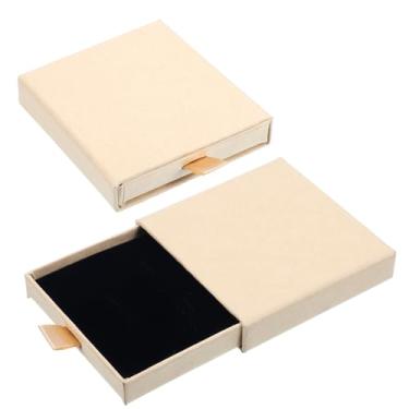Imagem de Thinp 2 caixas de presente de joias pequenas, caixas de joias de papelão com tampas, pulseira, brinco, colar, caixa de presente para aniversário, Natal, embrulho (marrom)
