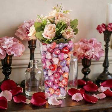 Imagem de 180 peças de enfeite de coração de resina para conversa dos namorados para decoração de mesa, enfeite de coração de centro de mesa, coração, dia dos namorados, enfeite para velas flutuantes (180