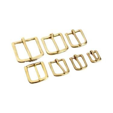 Imagem de Fivela De Cinto Em Latão Maciço Com Pino Único E Barra De Fixação Para