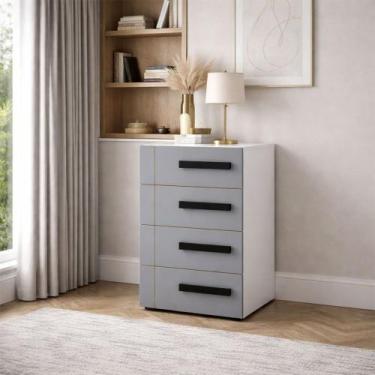 Imagem de Gaveteiro Lisboa 4 Gavetas Cinza/Branco - Politorno, Cinza