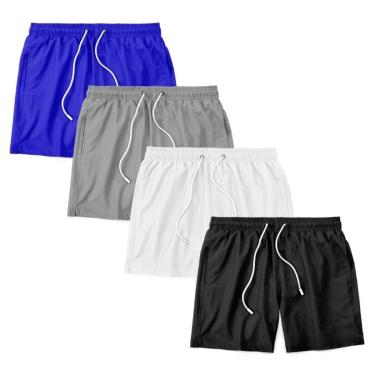 Imagem de Kit 4 Shorts Bermuda Masculino Tactel Liso Praia Academia-Masculino
