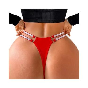 Imagem de Calcinha G-String Feminina Vermelha Sexy De Cintura Baixa, Respirável,