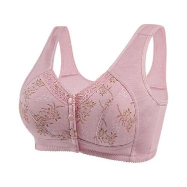 Imagem de Sutiã De Algodão Sem Fio Confortável Para Mulheres, Lingerie Com Botão