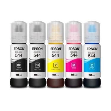 Imagem de Kit 5 refil tinta original de uso t544 l3110 l3250 l3150 l3210 b m c y