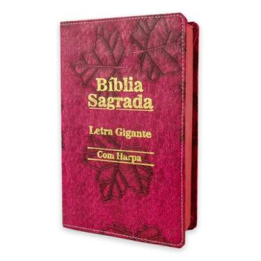 Imagem de Bíblia Sagrada Letras Confortáveis Capa Luxo Folha Pink 21cm - NoBrand