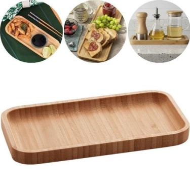 Imagem de Bandeja Decorativa Apoio Retângular de Bambu Petisqueira Travessa Hire