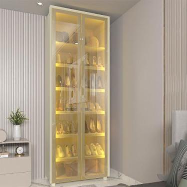 Imagem de Sapateira 2 Portas Reflecta LED 100% MDF Magnifica Off White - Gelius 