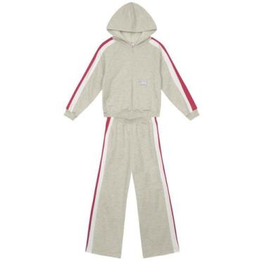 Imagem de Conjunto infantil menina em moletom Brandili, 10, Cinza